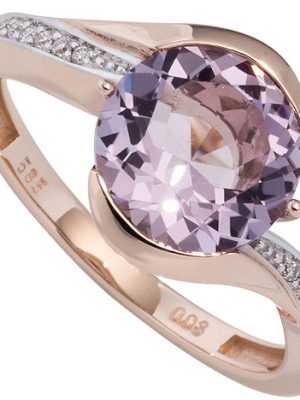 SIGO Damen Ring 585 Rotgold bicolor 16 Diamanten Brillanten 1 Amethyst lila violett