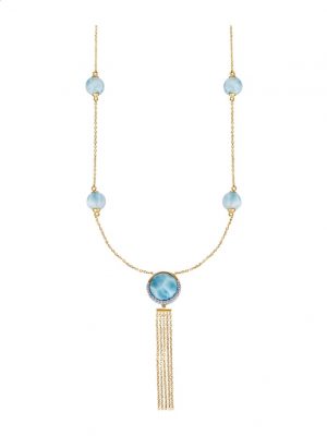 Collier mit Larimar in Silber 925 Gelbgoldfarben