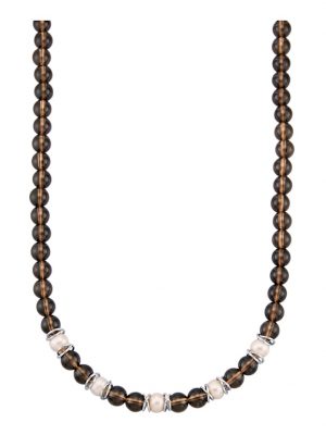 Collier mit Rauchquarz und Süßwasser-Zuchtperlen Braun