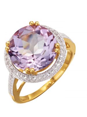 Damenring mit Amethyst und Weißtopasen Diemer Gelbgold