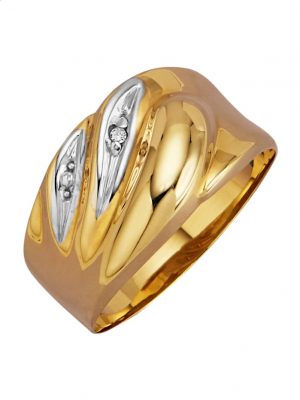 Damenring mit Diamant in Gelbgold 375 Bicolor