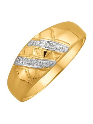 Damenring mit Diamant in Gelbgold 375 Bicolor