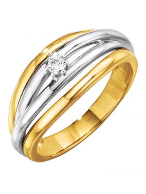 Damenring mit Diamant in Gelbgold 585 Diemer Bicolor