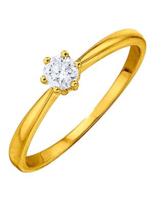 Damenring mit Solitär Brillant ca. 0,25 ct. in Gelbgod 750 Diemer Gelbgold