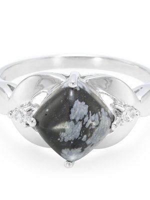 Schneeflocken-Obsidian-Silberring