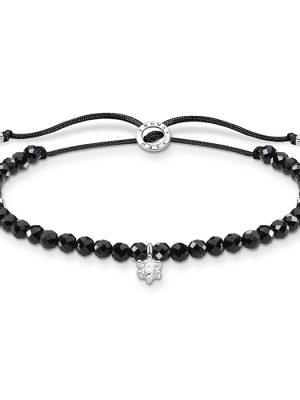 Thomas Sabo Armband - A1987-401-11-L20V 925 Silber, Edelstein, Textil schwarz