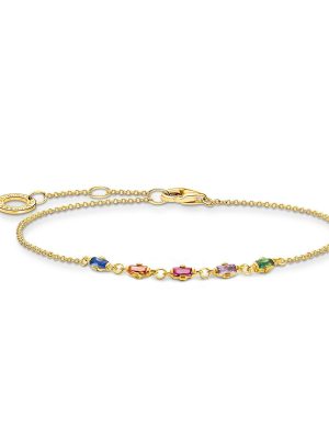 Thomas Sabo Armband - Bunte Steine Gold - A2024-488-7-L19V 925 Silber vergoldet, Zirkonia gold