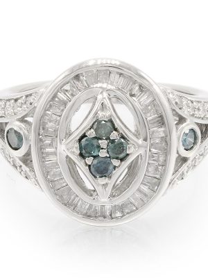 Blauer Diamant-Silberring