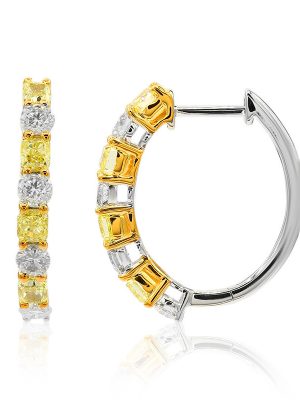 Gelber SI2 Diamant-Goldohrringe (CIRARI)