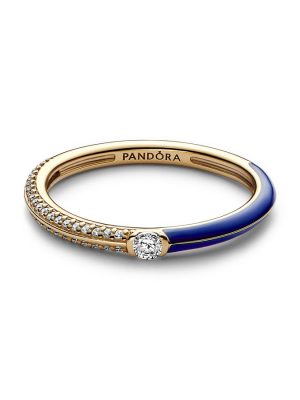 Pandora Ring - 60 Emaille, Metall, Zirkonia blau