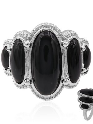 Schwarzer Onyx-Silberring