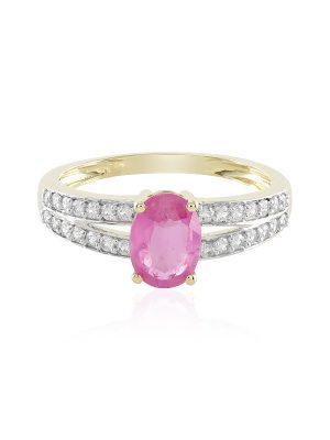 Pinkfarbener Madagaskar-Saphir-Goldring