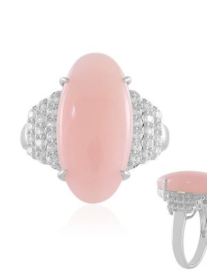 Pinkfarbener Opal-Silberring