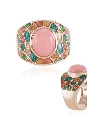 Pinkfarbener Opal-Silberring