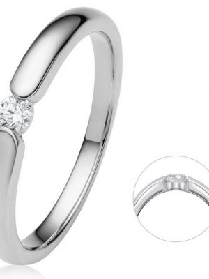 ONE ELEMENT Diamantring 0.08 ct Diamant Brillant Spannfassung Ring aus 950 Platin, Damen Platin Schmuck Spannfassung