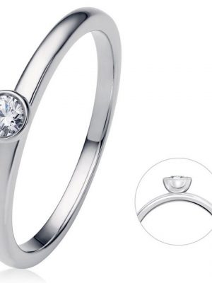 ONE ELEMENT Diamantring 0.1 ct Diamant Brillant Zarge Ring aus 950 Platin, Damen Platin Schmuck Zarge