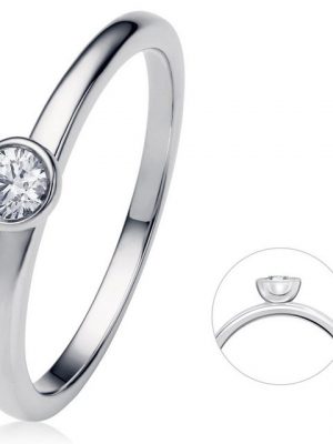 ONE ELEMENT Diamantring 0.15 ct Diamant Brillant Zarge Ring aus 950 Platin, Damen Platin Schmuck Zarge