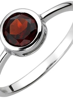 SIGO Damen Ring 925 Sterling Silber 1 Granat rot Silberring